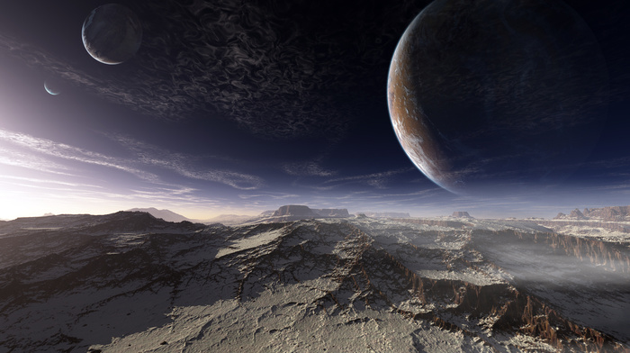 sky, surface, mountain, space, planets