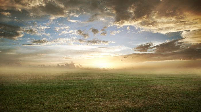 field, nature, clouds, grass