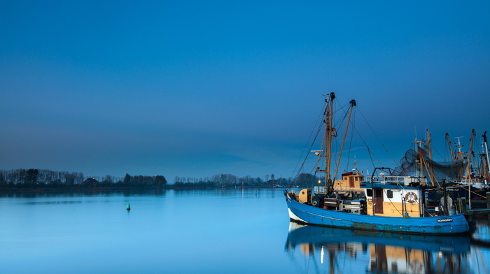 lake, ship, landscape, nature