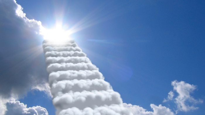 nature, stairs, sky, clouds