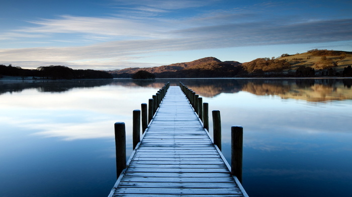 landscape, nature, bridge, lake