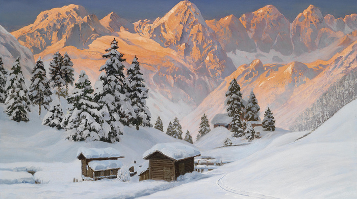 Alps, mountain, winter, landscape