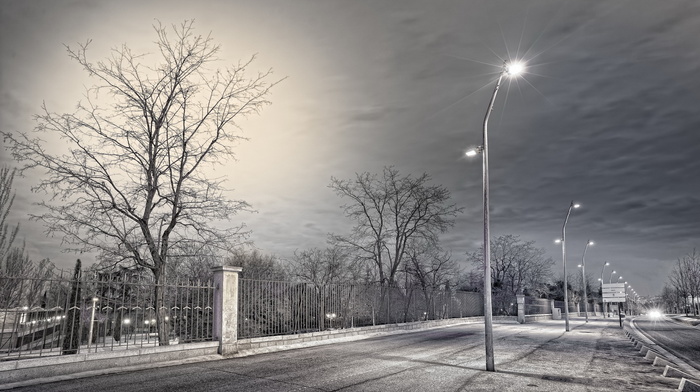 city, fence, night, street, cities