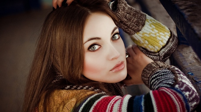 girl, eyes, girls, sweater