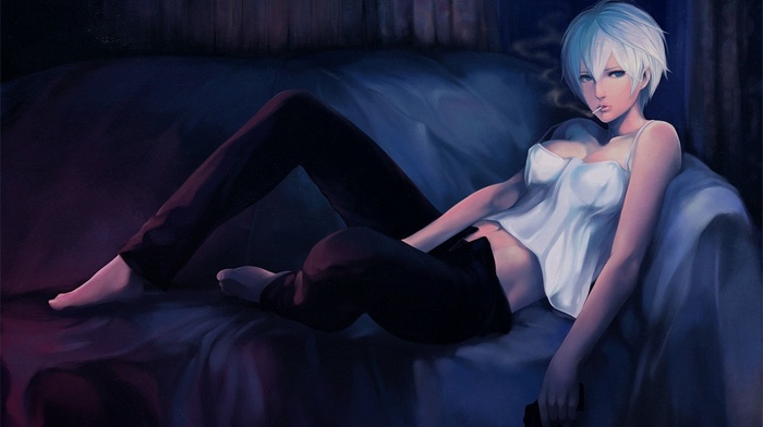 anime, girl, couch