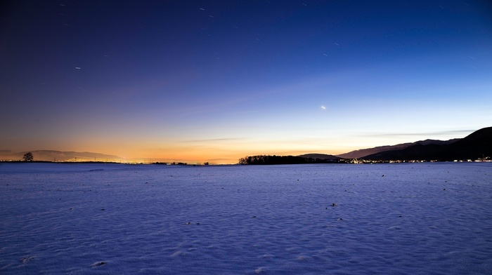 winter, Switzerland, horizon, sunset, sky
