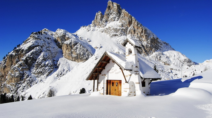 winter, house, landscape