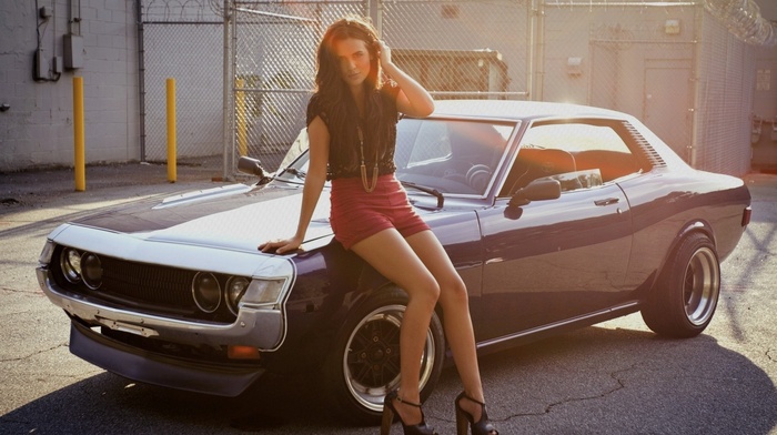girl, cars