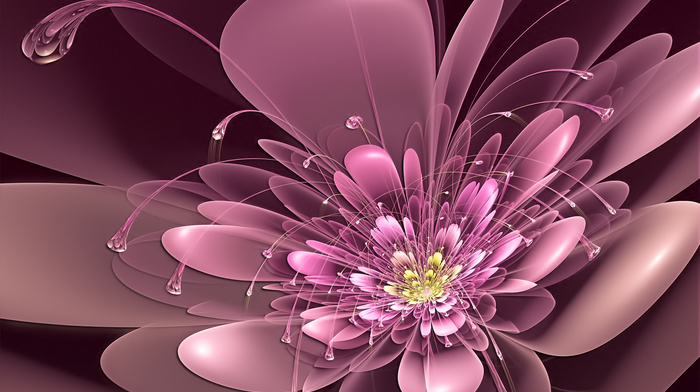 flower, petals, neon, pink, 3D, art