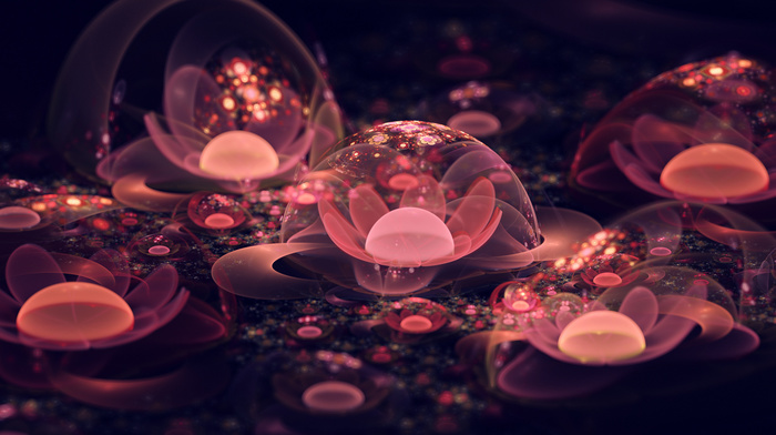 macro, flower, bubbles, 3D, abstraction