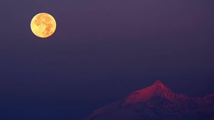 nature, Alps, Italy, moon