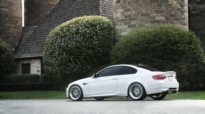 white, m3, cars, trees, BMW, bmw, house