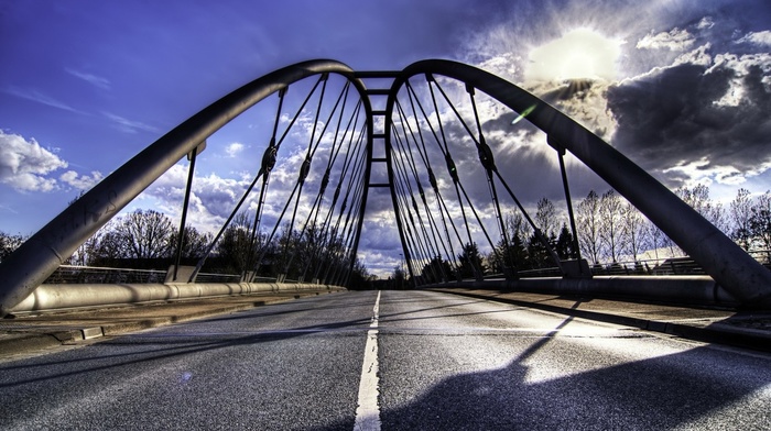 road, bridge, landscape, nature