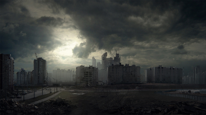 evening, cities, city, Russia, apocalyptic