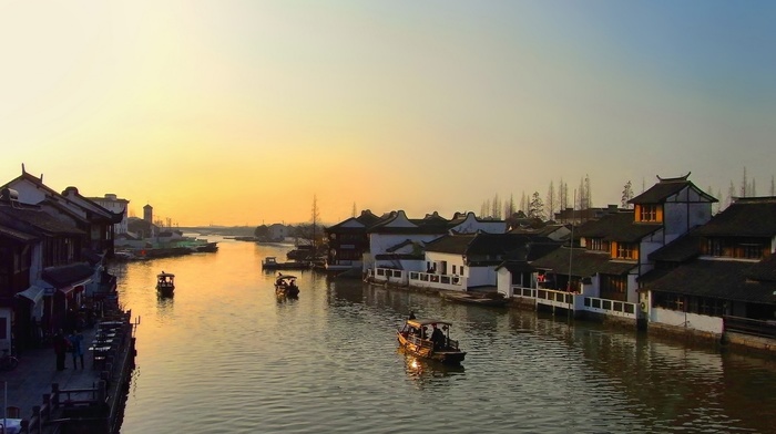 dawn, nature, river