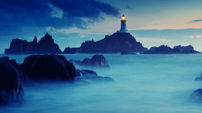 nature, lighthouse, sea, rock