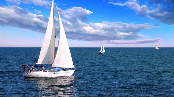 clouds, nature, sky, sea