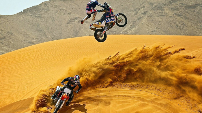 desert, sports, sand, motorcycles