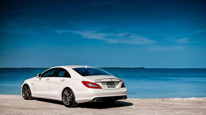 Mercedes-Benz, cars, rear view, amg, white