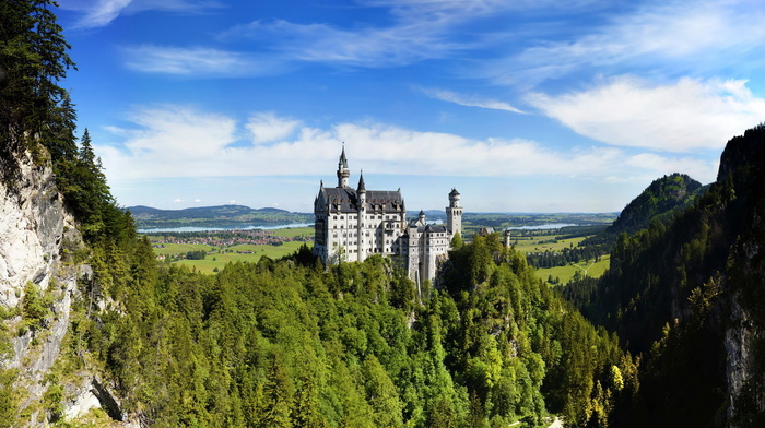 mountain, landscape, castle, cities, Germany