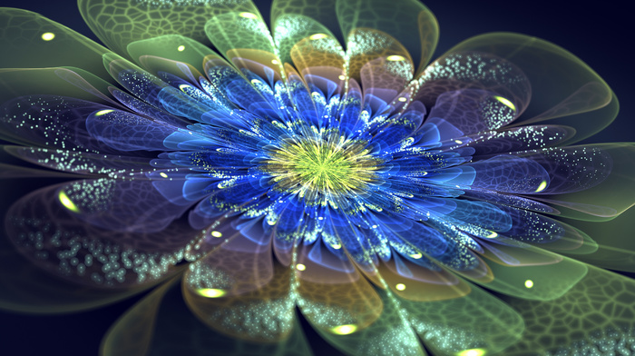 neon, 3D, art, flower, petals