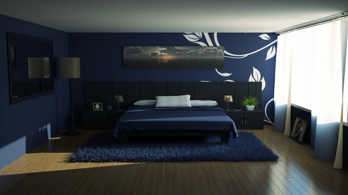 wallpaper, room, bed