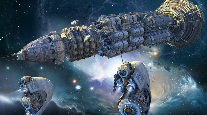 space, spaceship, stars