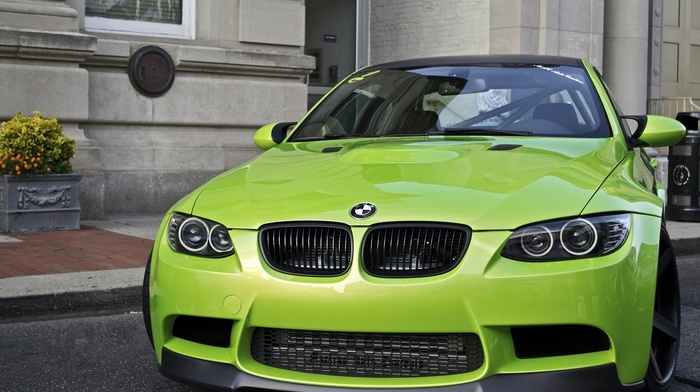 auto, wall, tuning, house, cars, bmw, green