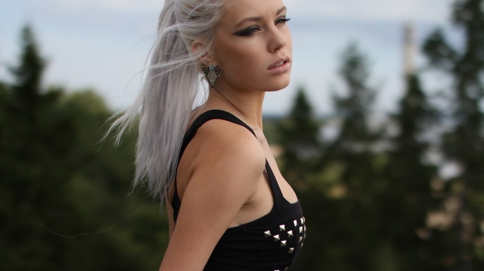 girl, white hair, Miranda Hedman, girl outdoors