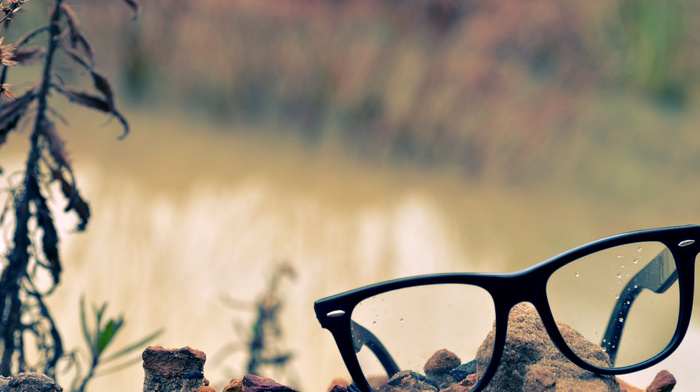 glasses, macro, dew, grass