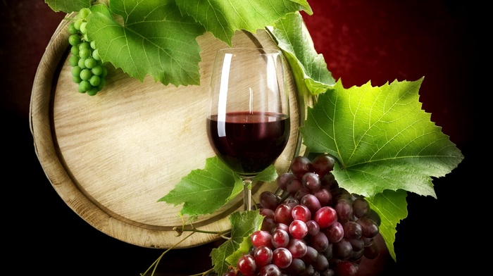 wine, grapes, delicious, wineglass, leaf