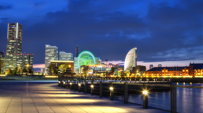 Japan, lights, night, cities