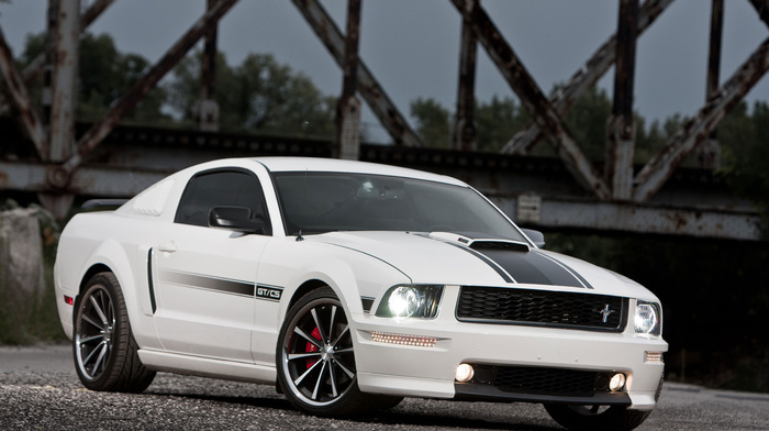 cars, mustang, bridge, Ford, white