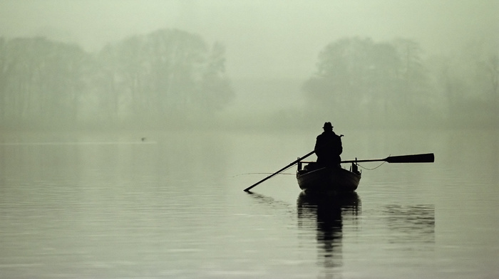 men, boat, lake, people