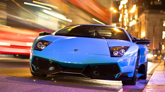 city, lamborghini, night, cars