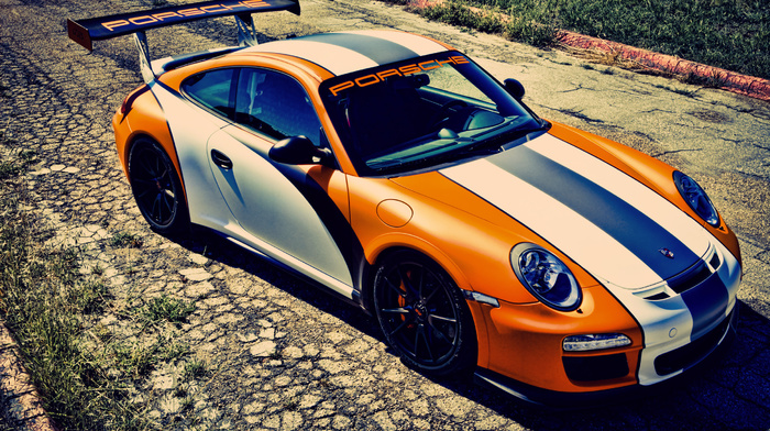 Porsche, orange, cars