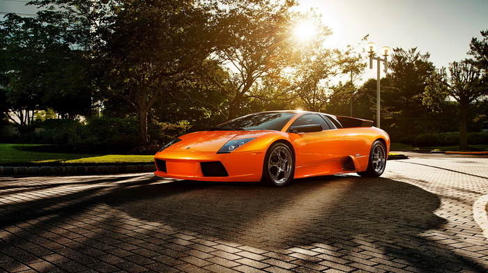 Lamborghini, Sun, orange, cars
