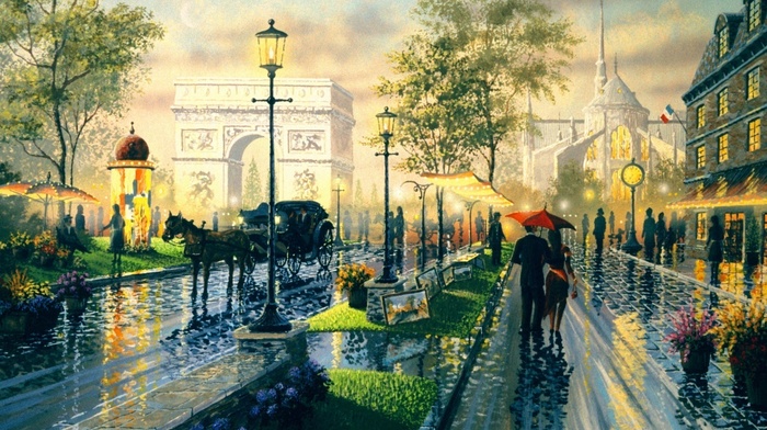 cities, evening, Paris