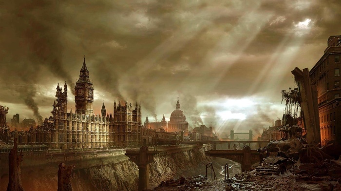 city, apocalyptic, 3D, London