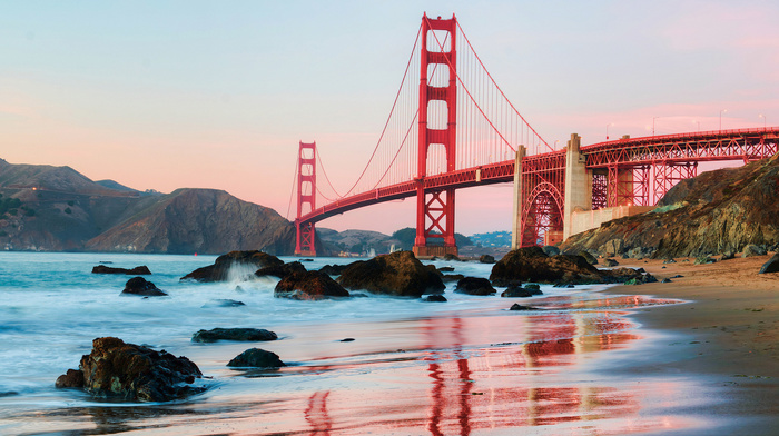 water, morning, USA, stunner, coast, city, beach