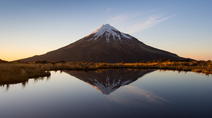 volcano, lake, nature