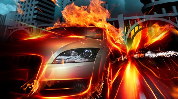 speed, cars, fire, flame, auto