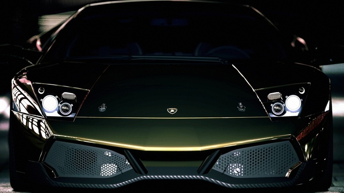 Lamborghini, cars, headlights