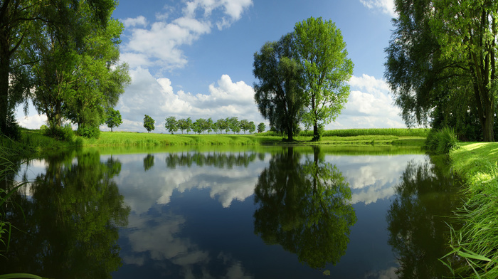 nature, landscape, sky, lake, clouds