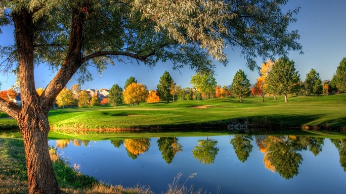 sky, landscape, lake, nature