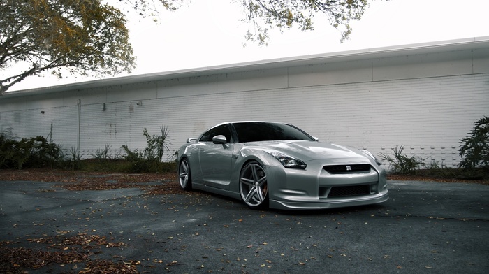 cars, building, autumn, Nissan