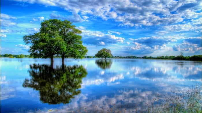lake, nature, sky