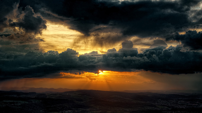 Sun, sky, valley, nature