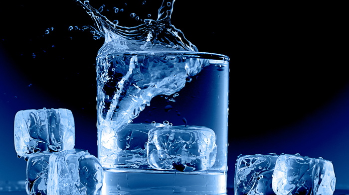 ice, macro, water, glass