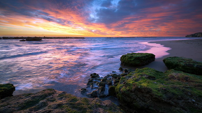 sunset, sea, landscape, nature